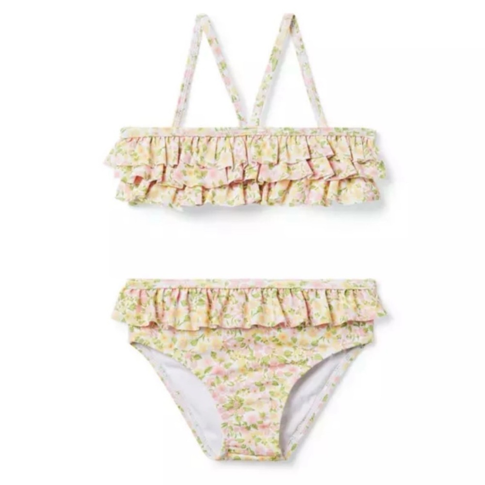 NEW Janie & Jack Floral Ruffle Bikini Set Yellow Size 8